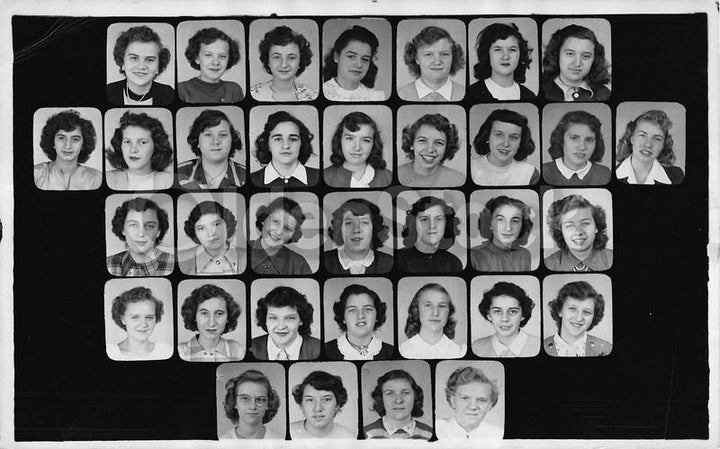 Girls High School Class Picture Vintage 1950s American Teenage Fashions Class Photo