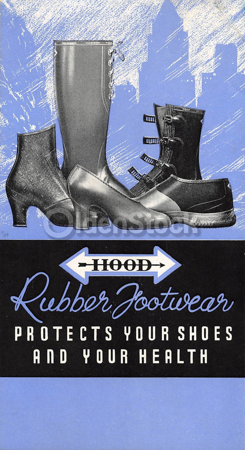 Hood Rubber Footwear Rain Boots Antique Graphic Advertising Ink Blotter