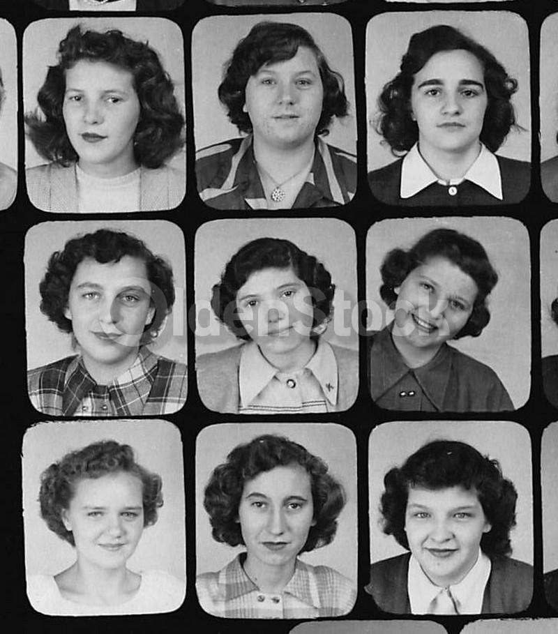 Girls High School Class Picture Vintage 1950s American Teenage Fashions Class Photo