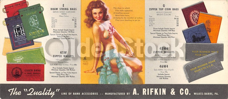 Earl Moran Show Girl Pin-up Vintage Banking Money Wallets Advertising Postcard