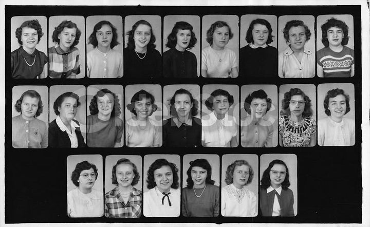 Girls High School Class Picture Vintage 1950s Teenage Fashions Class Photo