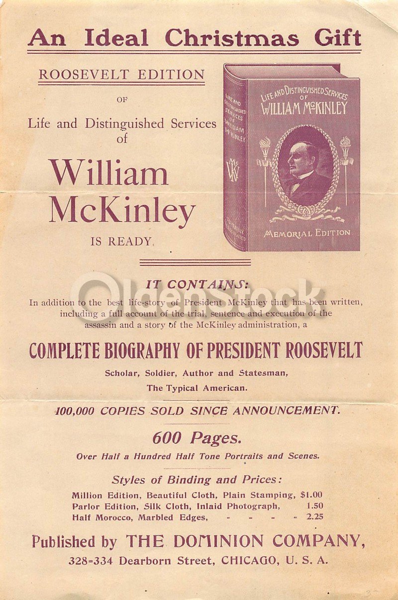 Life of William McKinley Biography Antique Book Sales Advertising Flyer