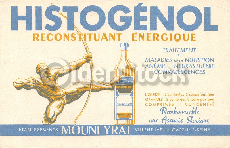 Histogenol French Quack Medicine Tonic Antique Graphic Advertising Ink Blotter