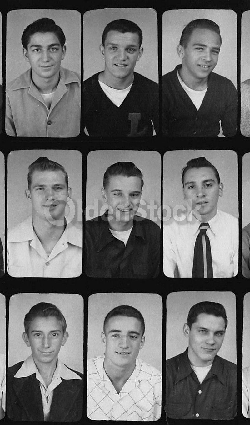 Boys High School Class Picture Vintage 1950s Teenage Fashions Class Photo