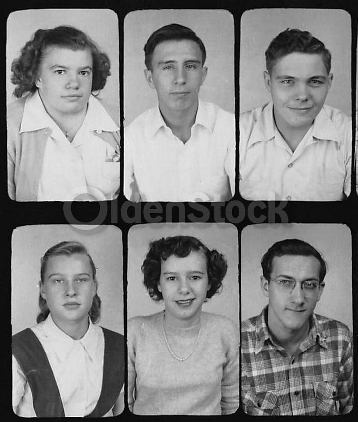 American High School Class Picture Vintage 1950s Teenage Fashions Class Photo