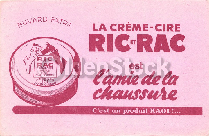 Ric et Rac French Beauty Facial Creme Antique Graphic Advertising Ink Blotter