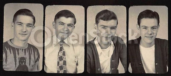 American Boys High School Class Picture Vintage 1950s Teenage Fashions Class Photo