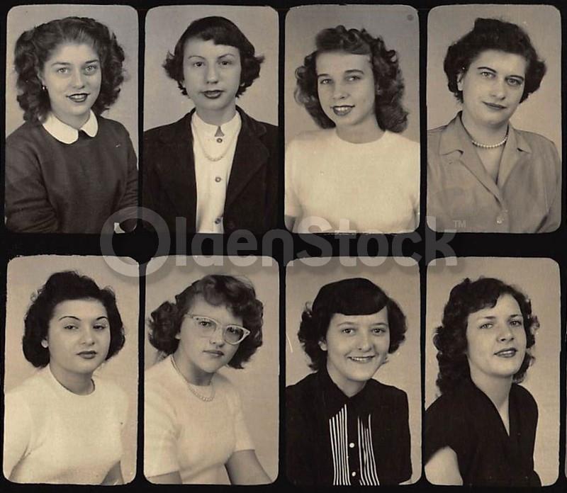 American Girls High School Class Picture Vintage 1950s Teenage Fashions Class Photo