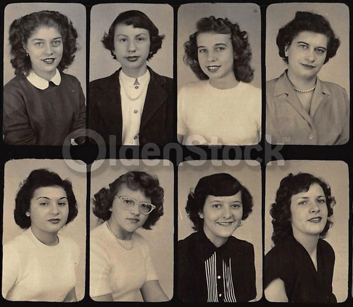 American Girls High School Class Picture Vintage 1950s Teenage Fashions Class Photo