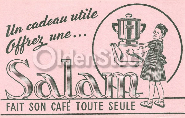 Salem Cafe Coffee French Antique Graphic Advertising Ink Blotter