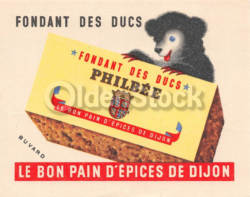 Philbee French Candy Bar Bear Antique Graphic Advertising Ink Blotter