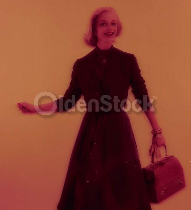 Blonde Fashion Model in Plaid Skirt Vintage Clothing 1960s Advertising Photo Negative