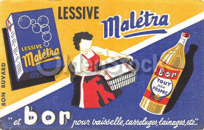Maleta French Laundry Detergent Antique Graphic Advertising Ink Blotter
