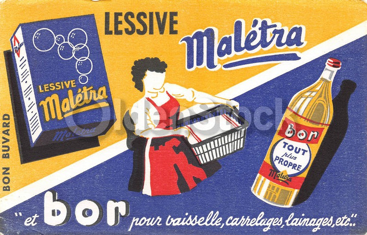 Maleta French Laundry Detergent Antique Graphic Advertising Ink Blotter
