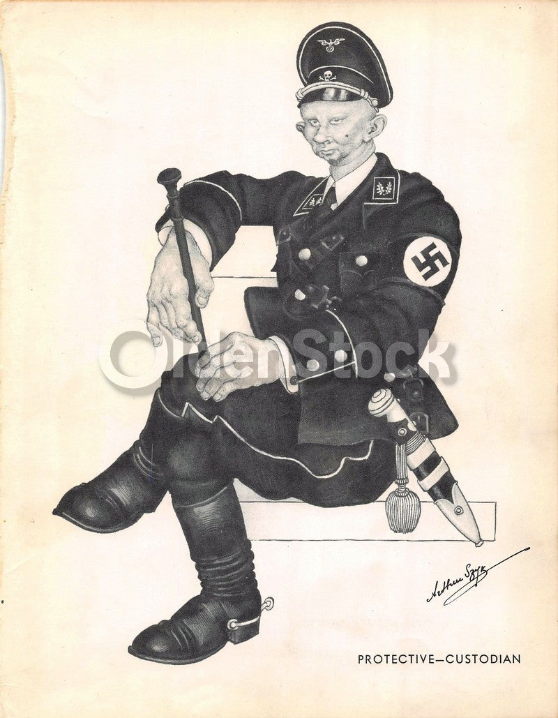 German Officer WWII Political Cartoon Anti-German Propaganda Art Print by Arthur Szyk