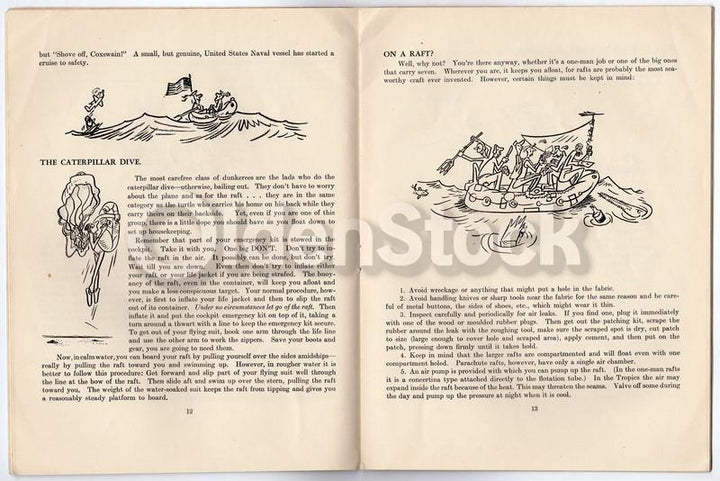 Dunking Sense Vintage Graphic Illustrated WWII Air Force Training Book 1943