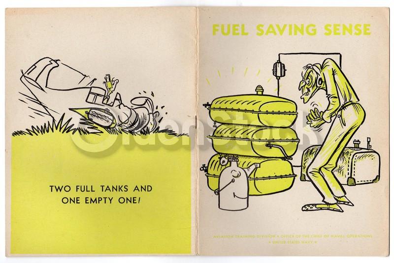 Fuel Saving Sense Vintage Graphic Illustrated WWII Air Force Training Book 1943
