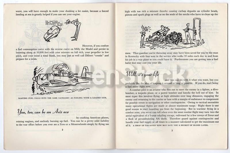 Fuel Saving Sense Vintage Graphic Illustrated WWII Air Force Training Book 1943