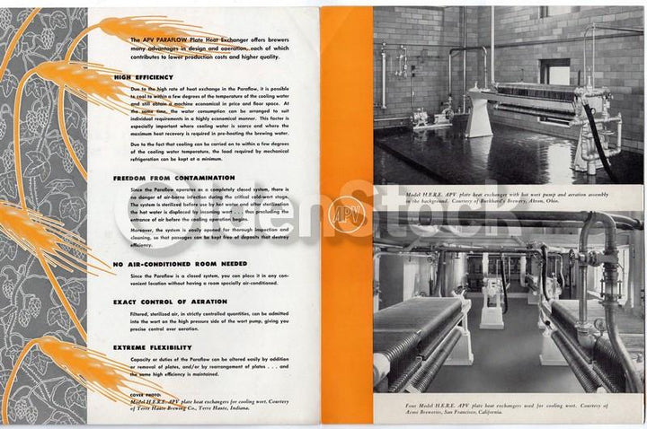 APV Paraflow Beer Brewery Equipment Vintage Buffalo NY Graphic Advertising Catalog