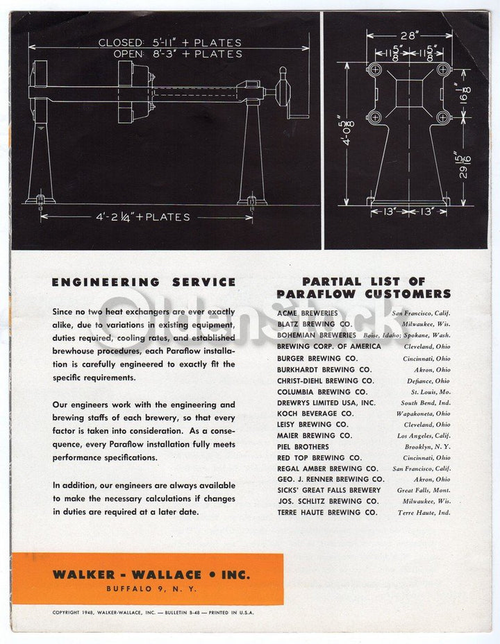 APV Paraflow Beer Brewery Equipment Vintage Buffalo NY Graphic Advertising Catalog