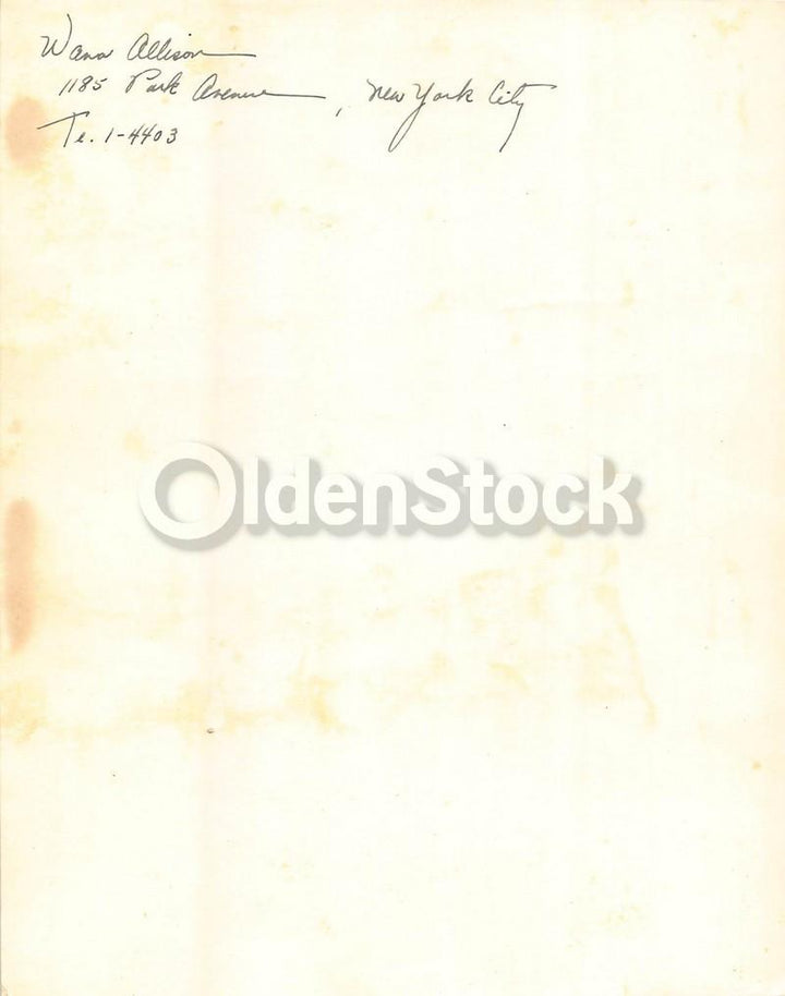Wana Allison New York Broadway Theatre Actress Vintage Dance Promo Photo