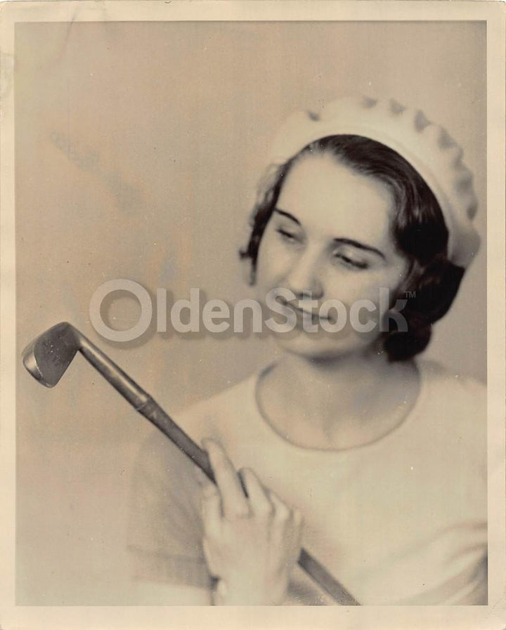 Miss Margaret Adair Lady Golfer Vintage 1930s Golf Club Fashions Headshot Photo