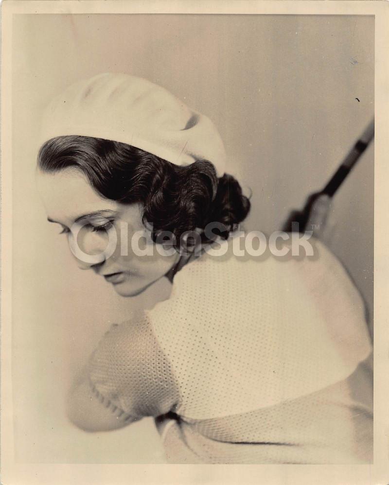Miss Margaret Adair Female Golfer Vintage 1930s Golf Club Fashions Headshot Photo