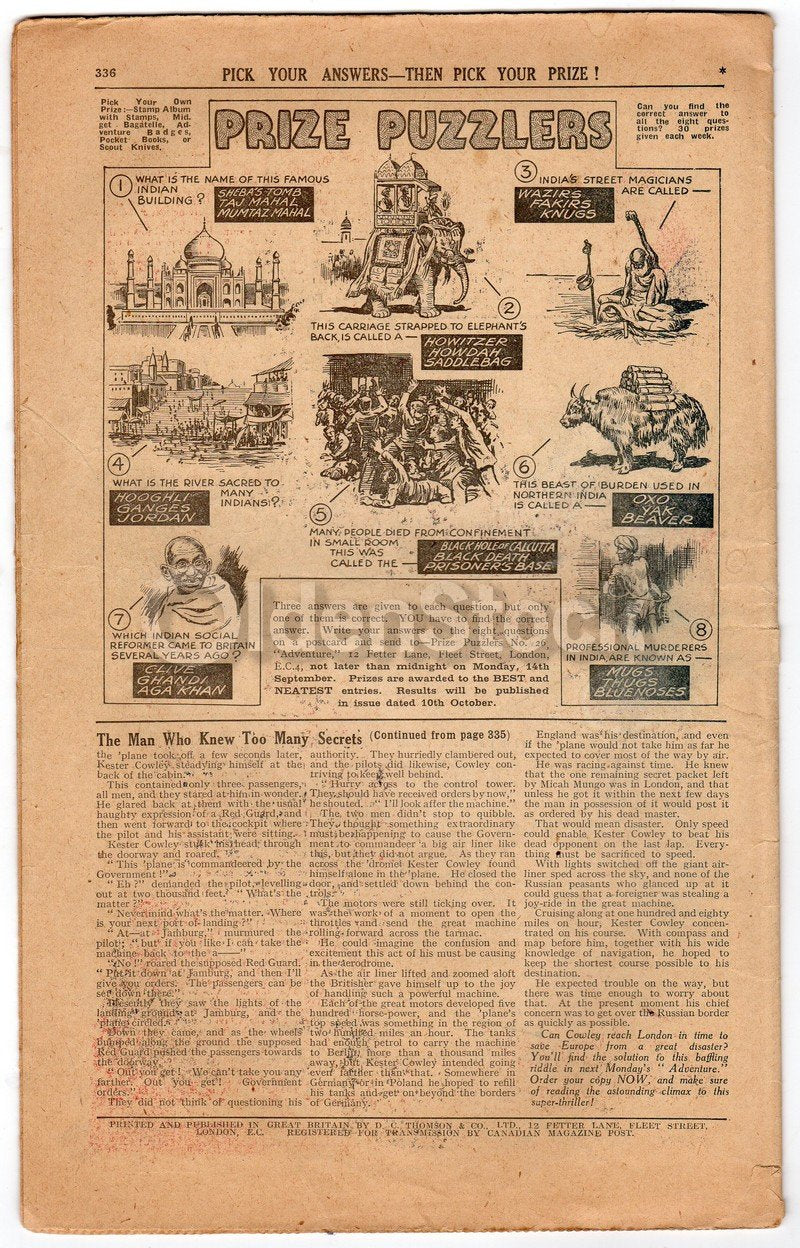 Aviation Adventure Antique Graphic Illustrated Children's Story Magazine 1936