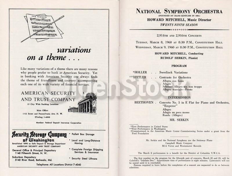 Howard Mitchell National Symphony Wagner Vintage Music Theatre Program 1960