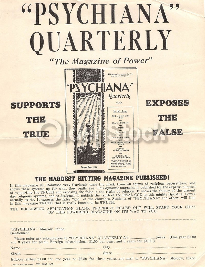 Psychiana Quack Religion Fringe Christianity Antique Advertising Poster Papers lot