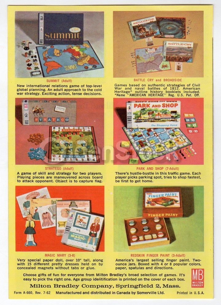 Milton Bradley Gameland Vintage Board Games Graphic Advertising Flyer