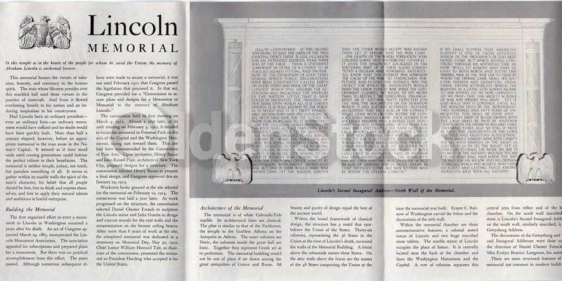 Abraham Lincoln Memorial Washington DC Vintage Educational Travel Brochure