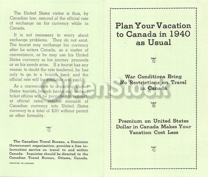 Canadian Vacations During WWII Unusual Vintage War-time Travel Advertising Brochure