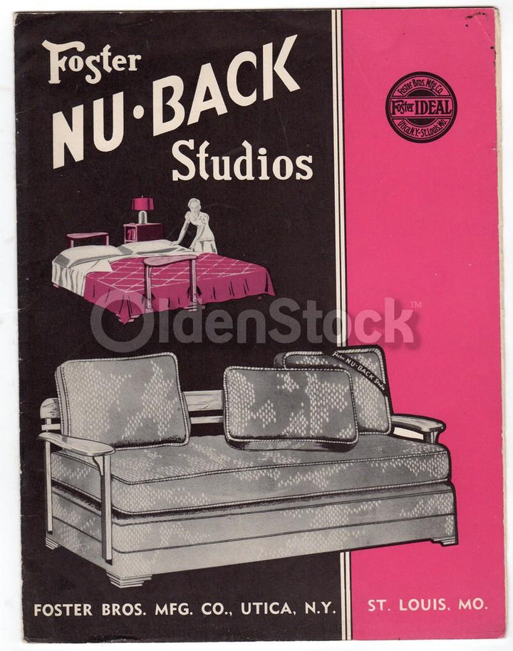 Foster Studios Nu Back Sofas Utica NY Vintage Graphic Advertising Sales Brochure