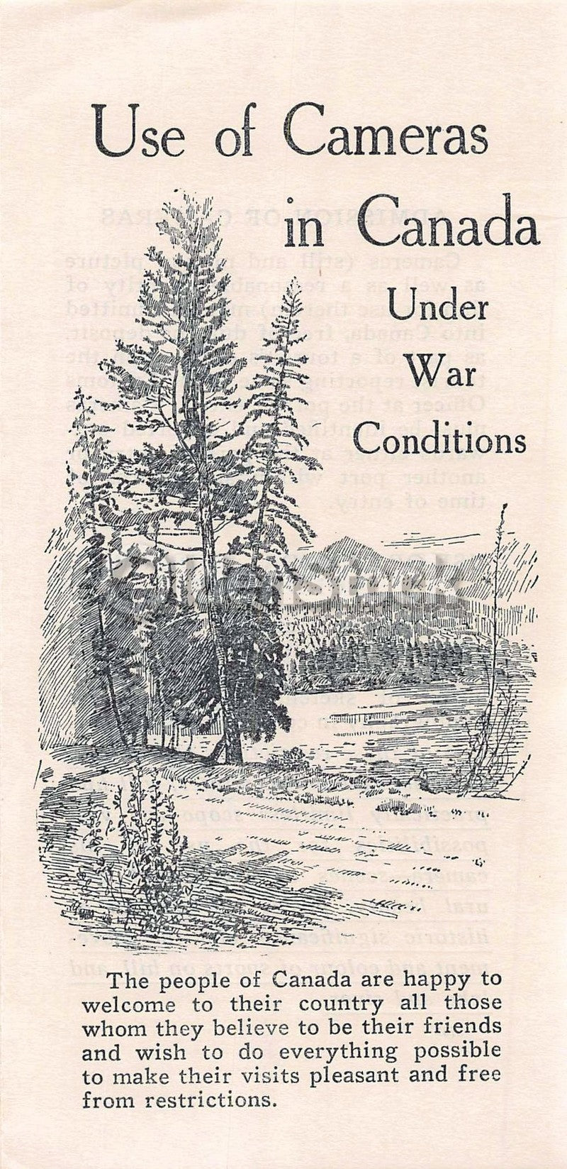 Use of Cameras in Canada During WWII Vintage War-time Travel Warning Brochure