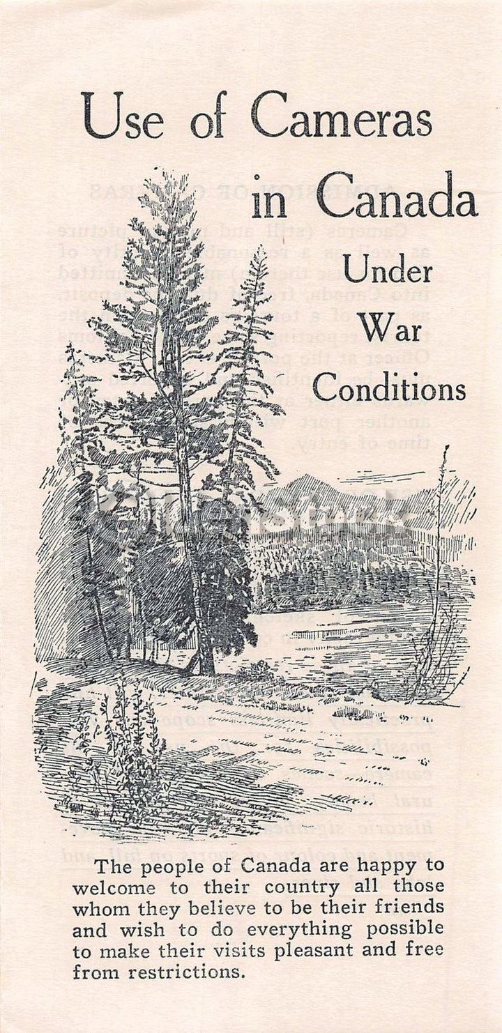 Use of Cameras in Canada During WWII Vintage War-time Travel Warning Brochure