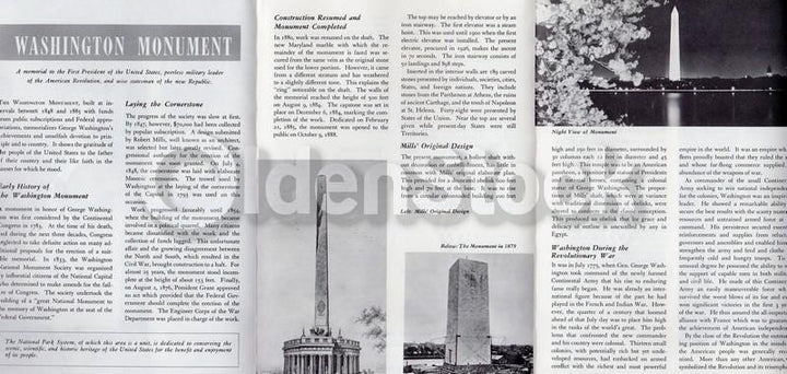 Washington Monument Washington DC Vintage Souvenir Advertising Brochure