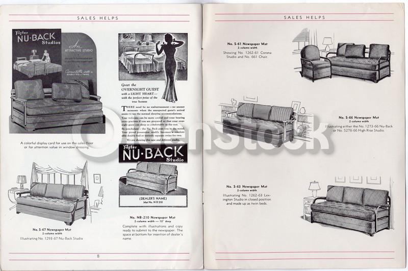 Foster Studios Nu Back Sofas Utica NY Vintage Graphic Advertising Sales Brochure