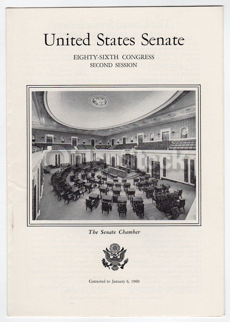 United States Senate 86th Congress Vintage 1960s Nixon Era Political Flyer