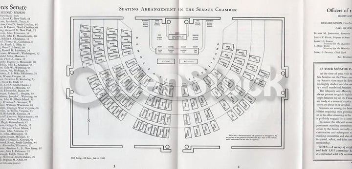 United States Senate 86th Congress Vintage 1960s Nixon Era Political Flyer
