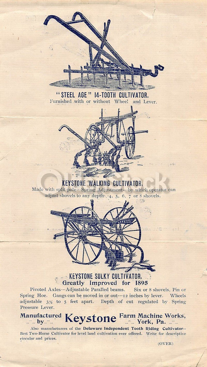 Keystone Farm Machine Works York Pennsylvania Antique Farm Tool Advertising Flyer 1895