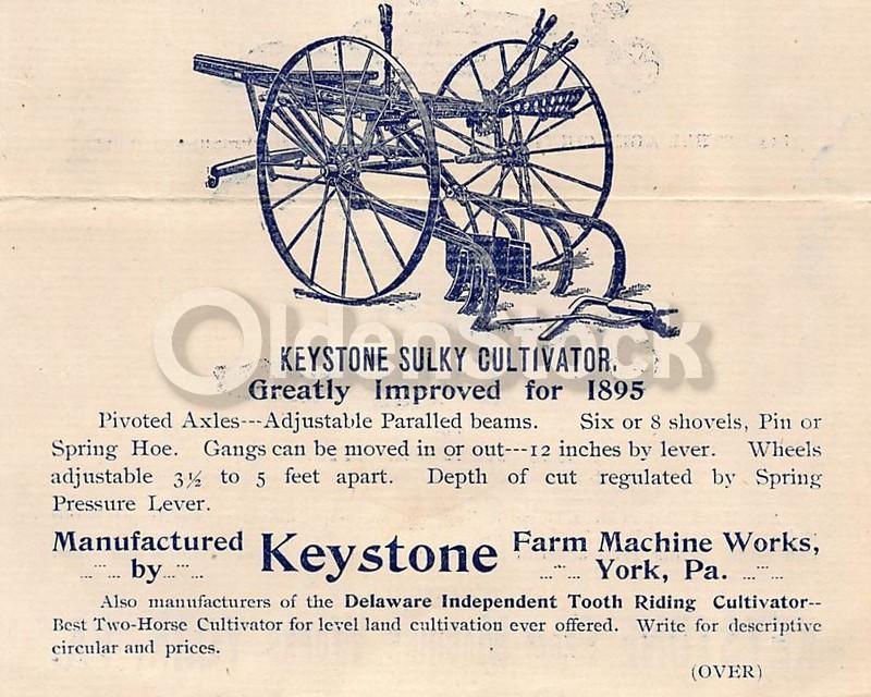 Keystone Farm Machine Works York Pennsylvania Antique Farm Tool Advertising Flyer 1895