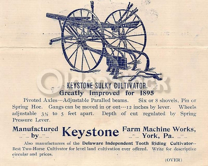 Keystone Farm Machine Works York Pennsylvania Antique Farm Tool Advertising Flyer 1895
