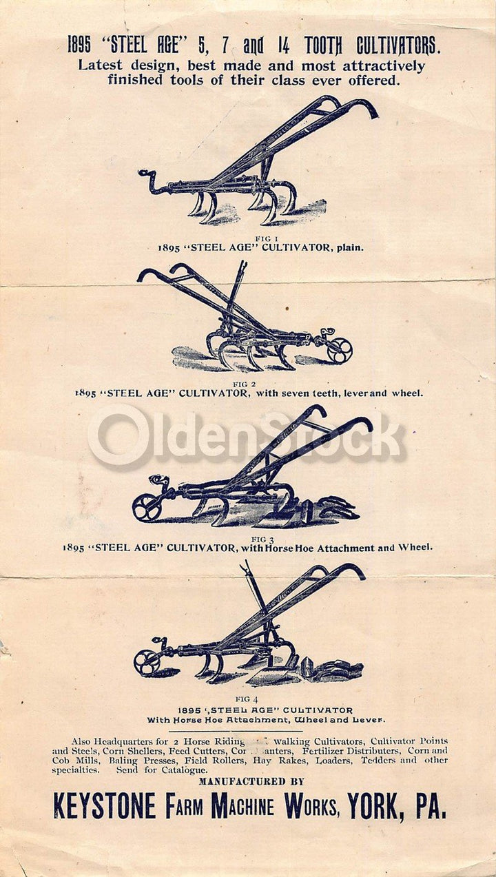 Keystone Farm Machine Works York Pennsylvania Antique Farm Tool Advertising Flyer 1895