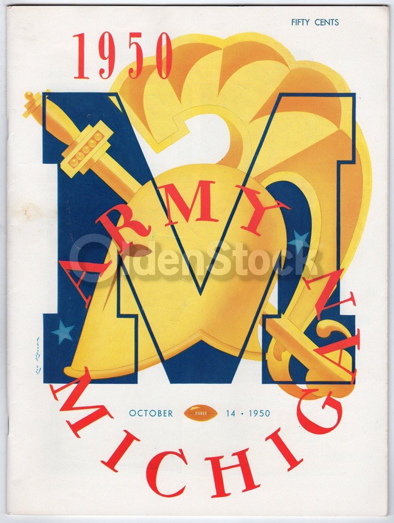 Army vs Michigan 1950s NCAA Football Game Lon Keller Program & Ticket Stub