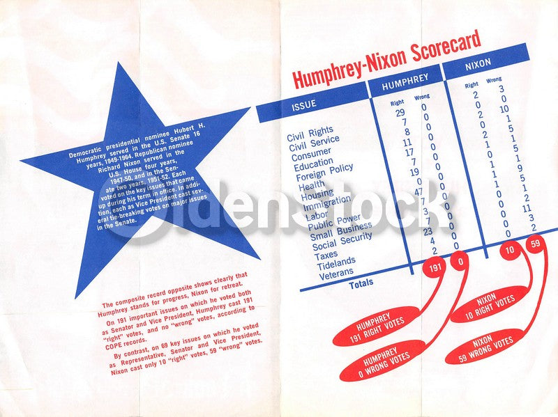 Hubert Humphrey vs Richard Nixon Vintage Presidential Campaign Flyer