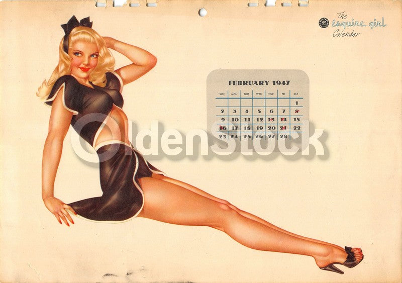 Miss February 1947 Vintage Esquire Vargas Girl Pinup Graphic Art Print