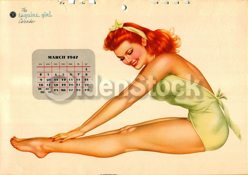 Miss March 1947 Vintage Esquire Vargas Girl Pinup Graphic Art Print