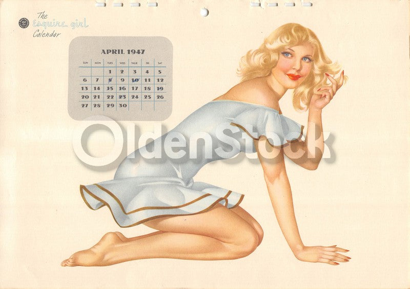 Miss April 1947 Vintage Esquire Vargas Girl Pinup Graphic Art Print