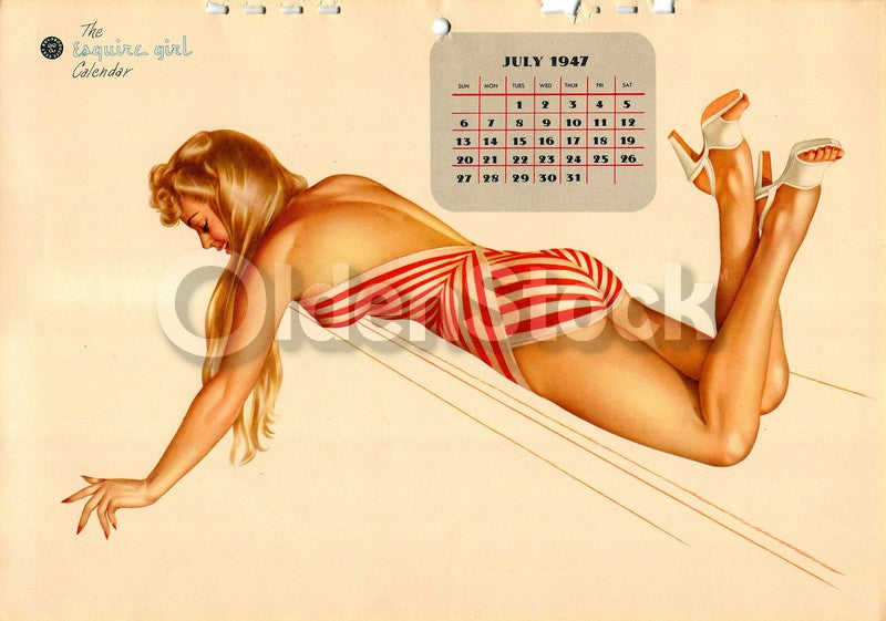 Miss July 1947 Vintage Esquire Vargas Girl Pinup Graphic Art Print